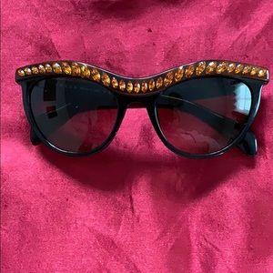 Prada rhinestone tortoise cat eye sunglasses